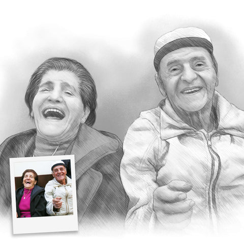 Mann und Frau auf Familienportrait in schwarz weiß