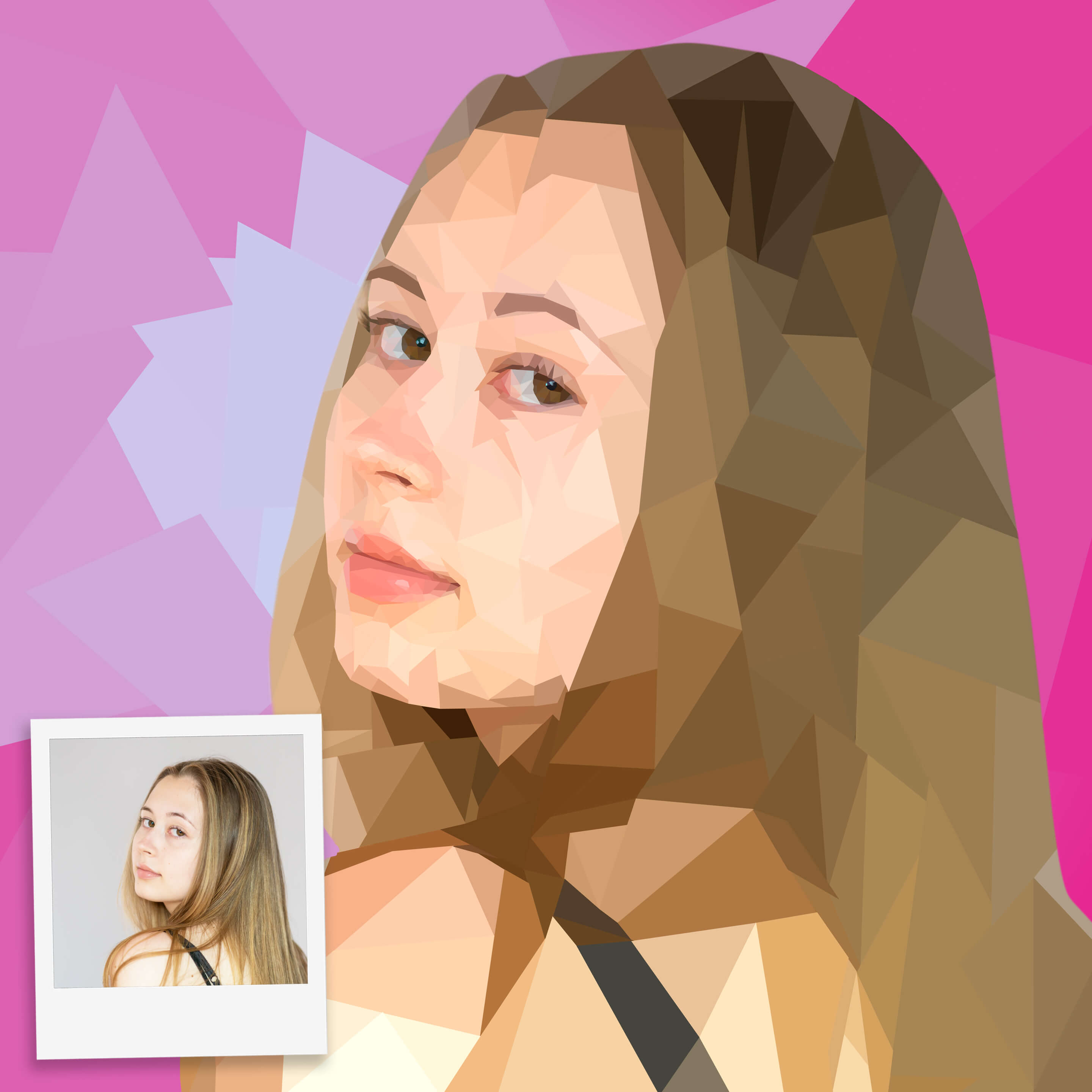 frau Als Low Poly Kunstdruck auf Leinwand